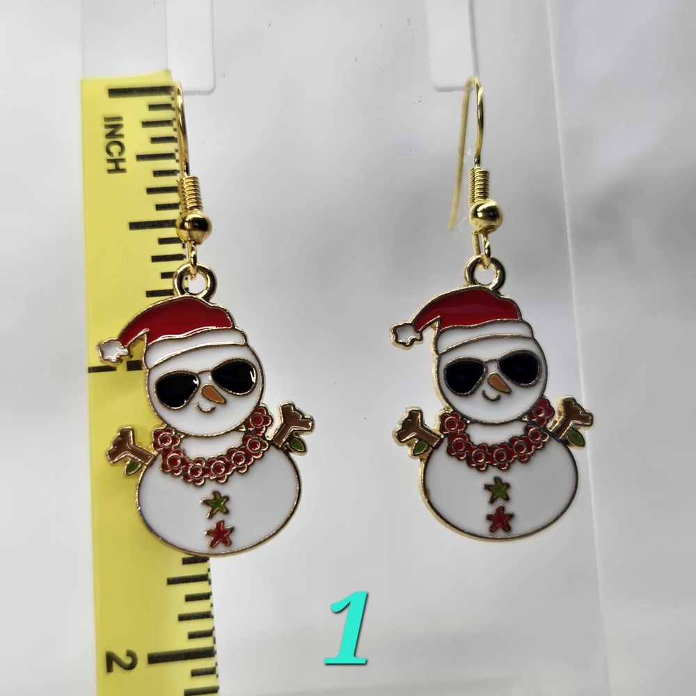 Tropical Christmas Earrings with Gold Accents